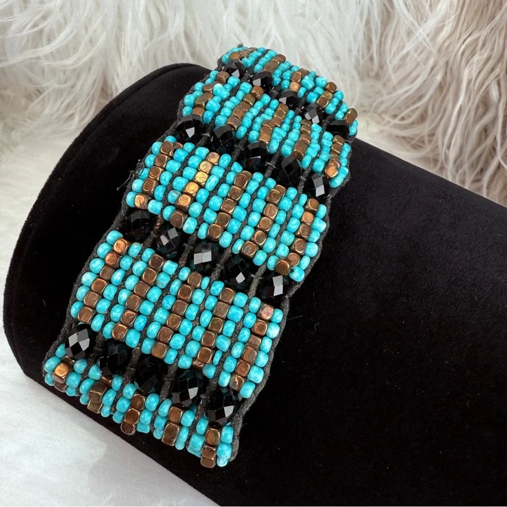 Beautiful, bohemian chic, wideband, adjustable costume bracelet